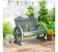 OUTSUNNY 2 Seater Garden Bench w/ Wheel-Shaped Armrests Grey Outsunny Grey