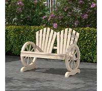 OUTSUNNY 2 Seater Garden Bench w/ Wheel-Shaped Armrests Natural Wood Outsunny Natural 2 Seater