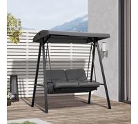 OUTSUNNY 2 Seater Garden Outdoor Swing Chair Hammock w/ Steel Frame in Mid Grey Outsunny Mid Grey