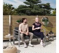 Outsunny 2 Seater Garden Sofa, All-Weather Garden Loveseat with Removable Cushions, Metal Frame Outdoor Furniture for Balcony, Charcoal Grey Grey