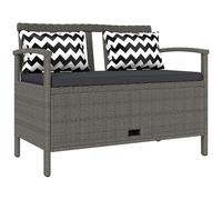Outsunny 2 Seater Garden Storage Bench with 160L Capacity, PE Rattan Garden Bench with Storage, Wicker Outdoor Bench Loveseat with Cushion, Pillows and Steel Frame for Patio, Grey