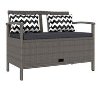 Outsunny 2 Seater Garden Storage Bench with 160L Capacity, PE Rattan Garden Bench with Storage, Wicker Outdoor Bench Loveseat with Cushion, Pillows and Steel Frame for Patio, Grey
