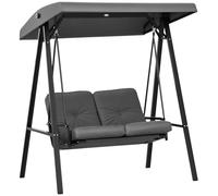 Outsunny 2 Seater Garden Swing Chair for Patio 145 x 116 x 172 cm Dark Grey | Adjustable Tilting Canopy, Outdoor Hammock Bench, Steel Frame