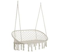 Outsunny Hanging Hammock Chair Macrame Seat for Patio Garden White