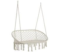 Outsunny 2-Seater Hanging Hammock Chair Soft Cushion Cream White