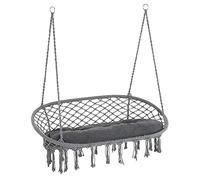 OUTSUNNY Hanging Hammock Chair Macrame Seat for Patio Garden Yard Cream White in Dark Grey Outsunny Dark Grey