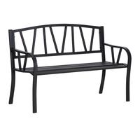 Outsunny 2 Seater Metal Garden Bench, Outdoor Patio Loveseat Chair with Decorative Backrest, Armrests, Weather Resistant Steel, Black Aosom UK