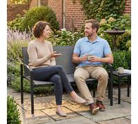 Outsunny 2 Seater Metal Garden Bench, Park Patio Seat, Grey