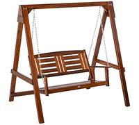 Outsunny 2 Seater Outdoor Garden Swing Chair Wooden Hammock Bench for Porch Patio Yard