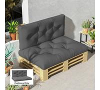Outsunny 2 Seater Outdoor Seat Cushions Back Cushion for Pallet, Water Repellent Seat Pads, Charcoal Grey