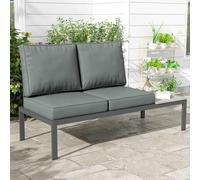 Outsunny 2 Seater Outdoor Seat Cushions, Backrest, Water Repellent Seat Pads for Dining Chair, Swing, Sofa, Beige Dark Grey