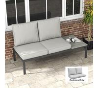 Outsunny 2 Seater Outdoor Seat Cushions, Backrest, Water Repellent Seat Pads for Dining Chair, Swing, Sofa, Light Grey