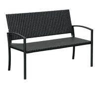 Outsunny Patio Rattan 2 Seater Garden Bench Love Seater Garden Armchair Outdoor, Black