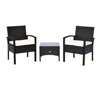 Outsunny 2 Seater Rattan Bistro Set Steel-Brown