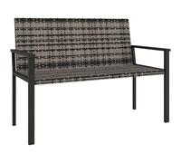 Outsunny 2 Seater Rattan Garden Bench, Outdoor Bench with Quick-Drying Cotton Padding, Wicker Garden Loveseat with Armrests, Steel Frame for Patio, Park, Mixed Grey