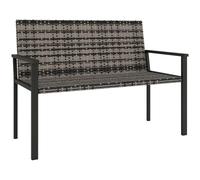 Outsunny 2 Seater Rattan Garden Bench, Outdoor Bench with Quick-Drying Cotton Padding, Wicker Garden Loveseat with Armrests, Steel Frame for Patio, Park, Mixed Grey