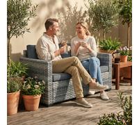 Outsunny 2 Seater Rattan Garden Sofa with Deep Seat, Wide Arms, Mixed Grey