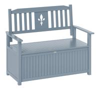 Outsunny 2 Seater Wood Garden Storage Bench Outdoor Storage Box Grey | TJ Hughes