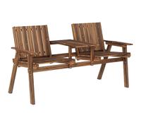 Outsunny 2-Seater Wooden Garden Bench with Armrest, Carbonised Finish, Black