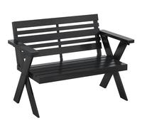 Outsunny 2 Seater Wooden Garden Bench, Slatted Patio Bench with Armrest and Backrest, Black