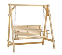 Outsunny Outdoor 2 Seater Larch Wood Garden Swing Chair Seat Hammock Lounger In Natural Natural