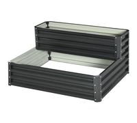 Outsunny 2 Tier Galvanised Raised Garden Bed 120 x 101 x 58 cm Dark Grey