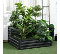 Outsunny 2 Tier Galvanised Raised Bed w/Open Bottom - Grey, Grey