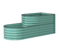 Outsunny 2-Tier Metal Planter Box With Safety Edging, Dark Green Dark Green