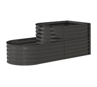 Outsunny 2-Tier Metal Planter Box With Safety Edging, Dark Grey Dark Grey