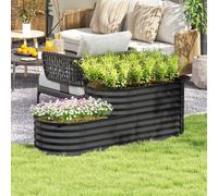 OUTSUNNY 2-Tier Metal Planter Box with Safety Edging, Dark Grey Outsunny Dark Grey