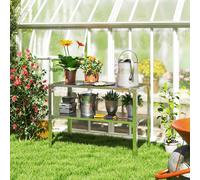 Outsunny 2 Tier Potting Bench Table, Galvanised Work Bench, Silver Tone, Silver