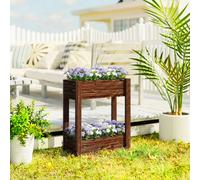 Outsunny 2-Tier Wooden Raised Planter, Raised Garden Bed On Legs