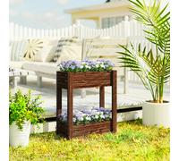 Outsunny 2-Tier Wooden Raised Planter, Raised Garden Bed on Legs - Raised Planter - 60 x 25 x 70 cm