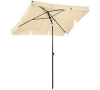 Outsunny 2 x 1.3m Garden Parasol Umbrella, Outdoor Market Table Umbrella with Ruffles & Aluminium Pole, Rectangular Tilting Parasol Sun Shade Canopy, Beige Cream