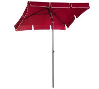 Outsunny 2 x 1.3m Garden Parasol Umbrella, Outdoor Market Table Umbrella with Ruffles & Aluminium Pole, Rectangular Tilting Parasol Sun Shade Canopy, Red Red
