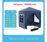 Outsunny 2 x 2 m Garden Pop Up Gazebo, Wedding Party Tent Marquee, Water Resistant Awning Canopy, Blue black