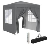 Outsunny 2 x 2 m Garden Pop Up Gazebo, Wedding Party Tent Marquee, Water Resistant Awning Canopy With Sidewalls, Windows, Carry Bag, Grey