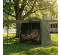 Outsunny 2 x 2 m Waterproof Pop Up Gazebo with Awning, Sides - Army Green