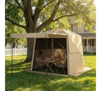 Outsunny Garden Pergola with Retractable Roof Canopy, Dark Grey, Brown