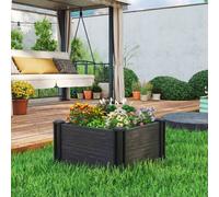 Outsunny Vinyl Raised Garden Bed Kit, 2 x 2 x 1ft Modular Elevated Garden Box with Slotting Legs and Open Bottom, Outdoor Raised Planter Box for Flowers Herbs Vegetables, Dark Grey