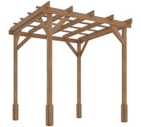 Outsunny 2 x 2m Wooden Pergola Kit, Decorative Garden Gazebo Shelter with Stable Structure for Climbing Vines, Flowers, Dark Brown