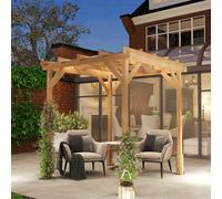 Outsunny 2 x 2m Wooden Pergola Kit, Garden Gazebo Shelter, Dark Brown