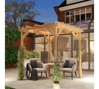 Outsunny 2 X 2M Wooden Pergola Kit, Garden Gazebo Shelter, Dark Brown Dark Brown