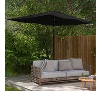 Outsunny 2 x 3(m) Garden Parasol Rectangular Market Umbrella with Crank Black, Black