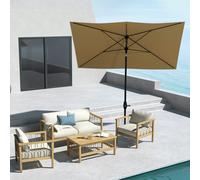 OUTSUNNY 2 x 3m Rectangular Market Umbrella Patio Outdoor Table Umbrellas Aluminium Pole in Brown Outsunny Brown