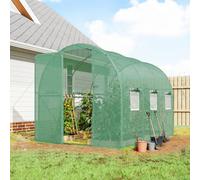 Outsunny 2 X 3 M Walk-In Polytunnel Greenhouse With 6 Windows, Garden Tunnel Green