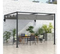 Outsunny 2 x 3(m) Wall Mounted Pergola with Retractable Roof, Dark Grey - Dark Grey - Steel, Polyester - 297L x 397W x 220Hcm