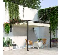 OUTSUNNY 2 x 3(m) Wall Mounted Pergola with Retractable Roof, Khaki Outsunny Khaki