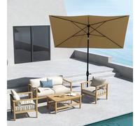 OUTSUNNY 2 x 3m Rectangular Market Umbrella Patio Outdoor Table Umbrellas Aluminium Pole in Brown Outsunny Brown
