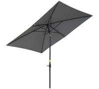 Outsunny 2 X 3M Rectangular Market Umbrella Patio Outdoor Table Umbrellas With Crank & Push Button Tilt Dark Grey